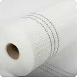 A roll of white fiberglass mesh cloth