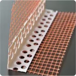 White and orange PVC corner beads with fiberglass mesh wings