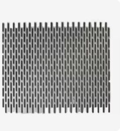 A stainless sheet punched with rows of narrow slots
