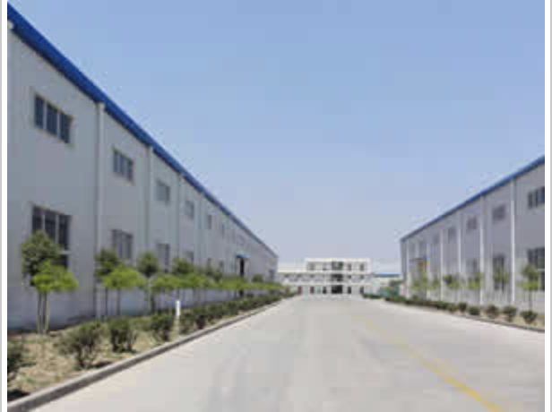 Two rows of production halls facing an internal road at the JoyLink site in Anping County